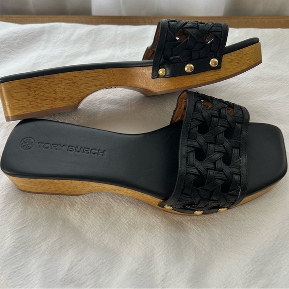 New Tory Burch Basketweave Clog in Perfect Black Size 8 - Picture 1 of 9